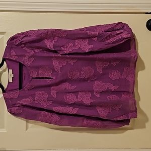 Lined Blouse with Appliques and Poufed Sleeves